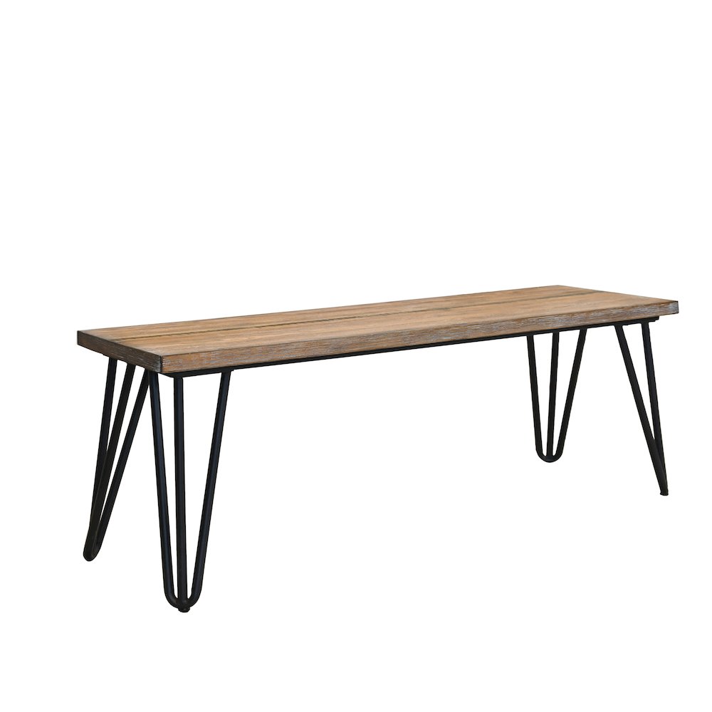 Aryven Industrial Wood Dining Bench, Rustic Dark Pine Finish. Picture 1