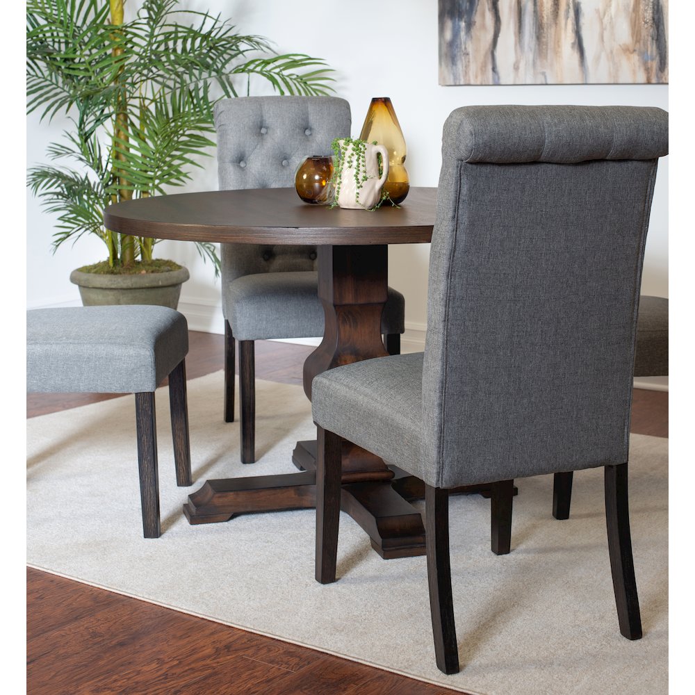 Kerbau 5-Pc Dining Set, Pedestal Round Table with 4 Stylish Chairs, Gray. Picture 4