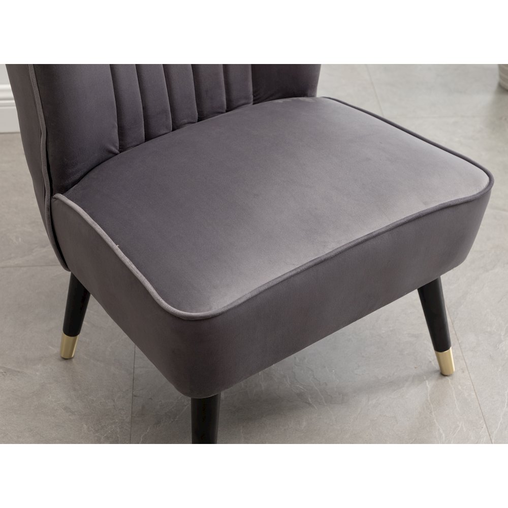 Elon Contemporary Velvet Upholstered Accent Chair, Gray. Picture 9