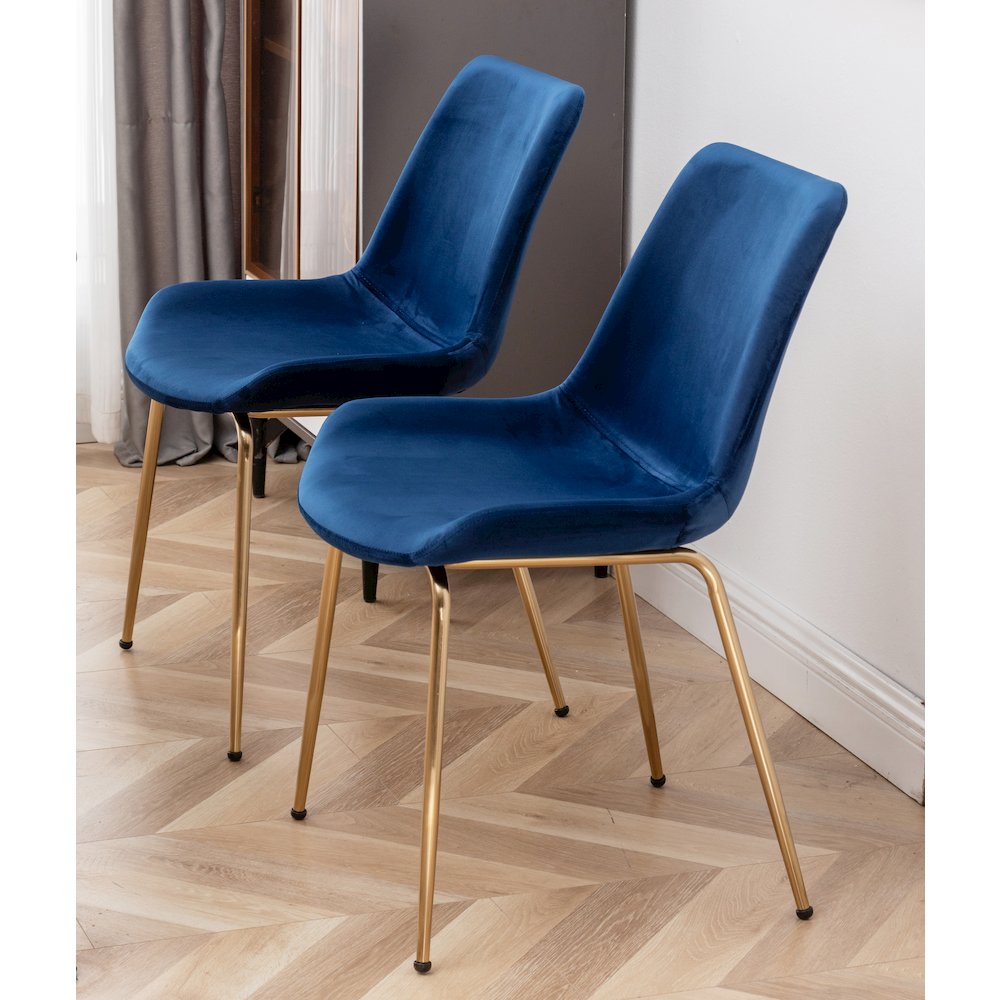 Avant 5-Piece Round Dining Set, Trestle Dining Table with 4 Side Chairs, Blue. Picture 6