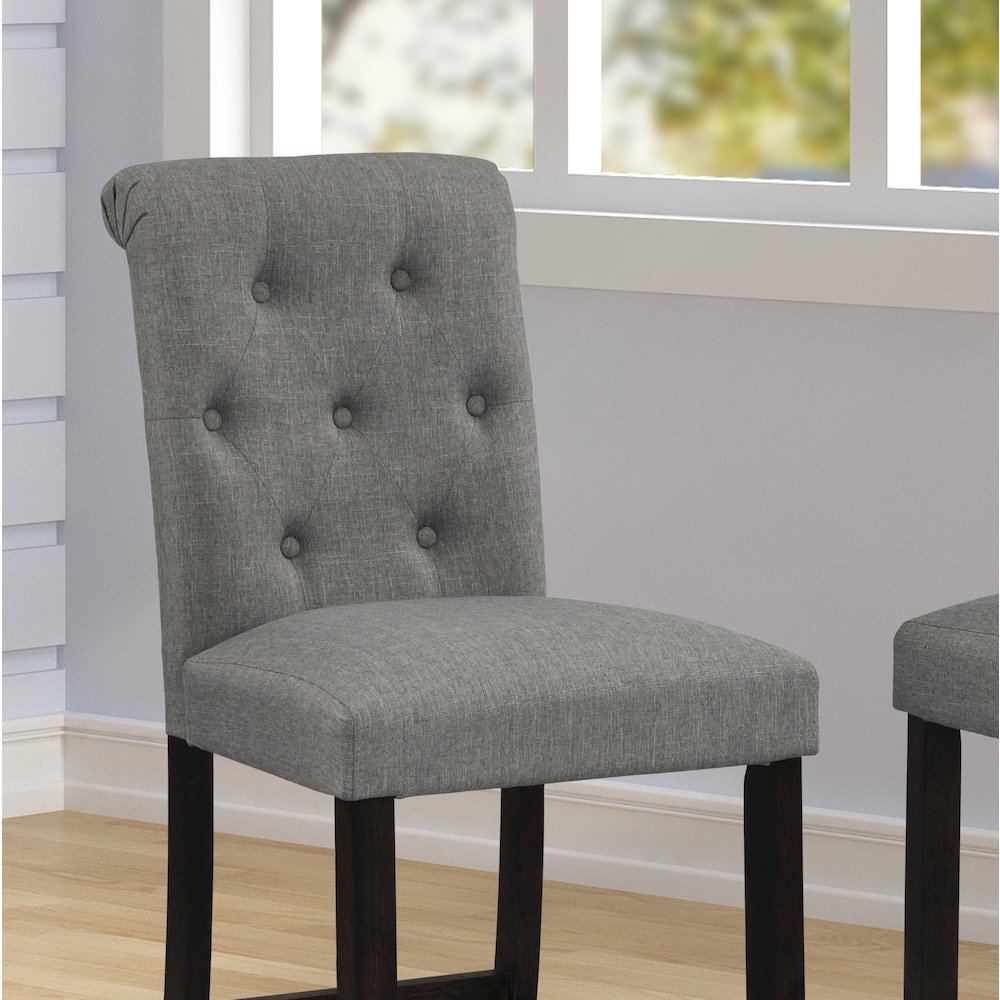 Leviton Solid Wood Tufted Asons Barstool, Set of 2, Gray. Picture 4