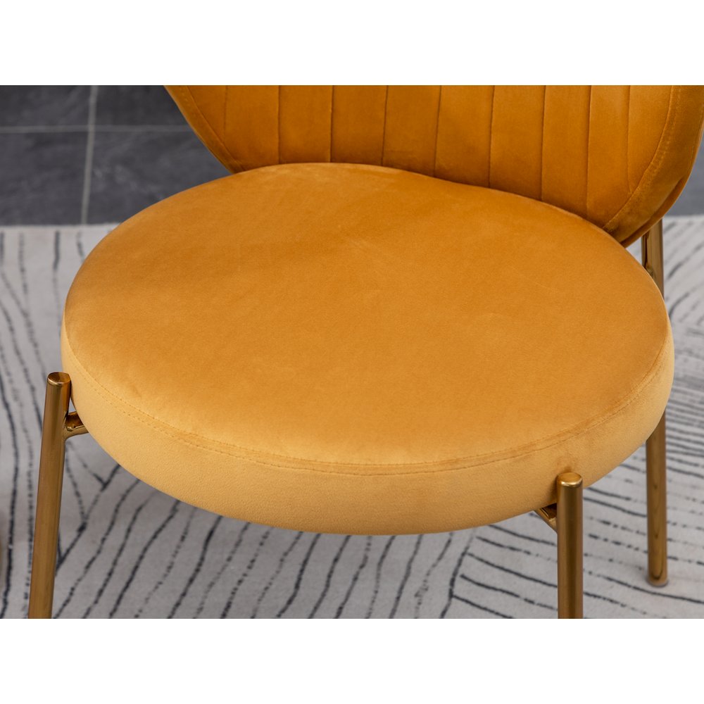 Amoa Contemporary 3-Pc Dining Set, White Round Dining Table and 2 Chairs, Yellow. Picture 7