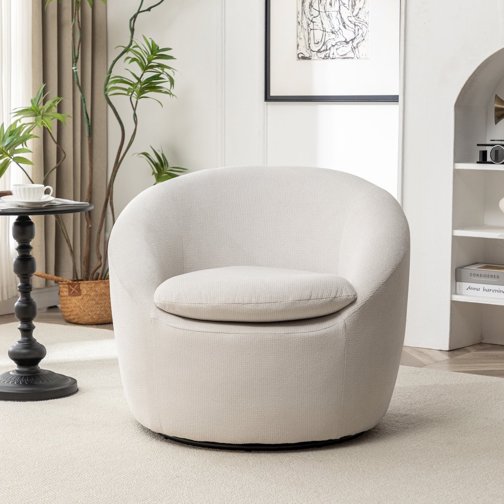 Winnie Modern Barrel Chair, 360° Swivel. Picture 3