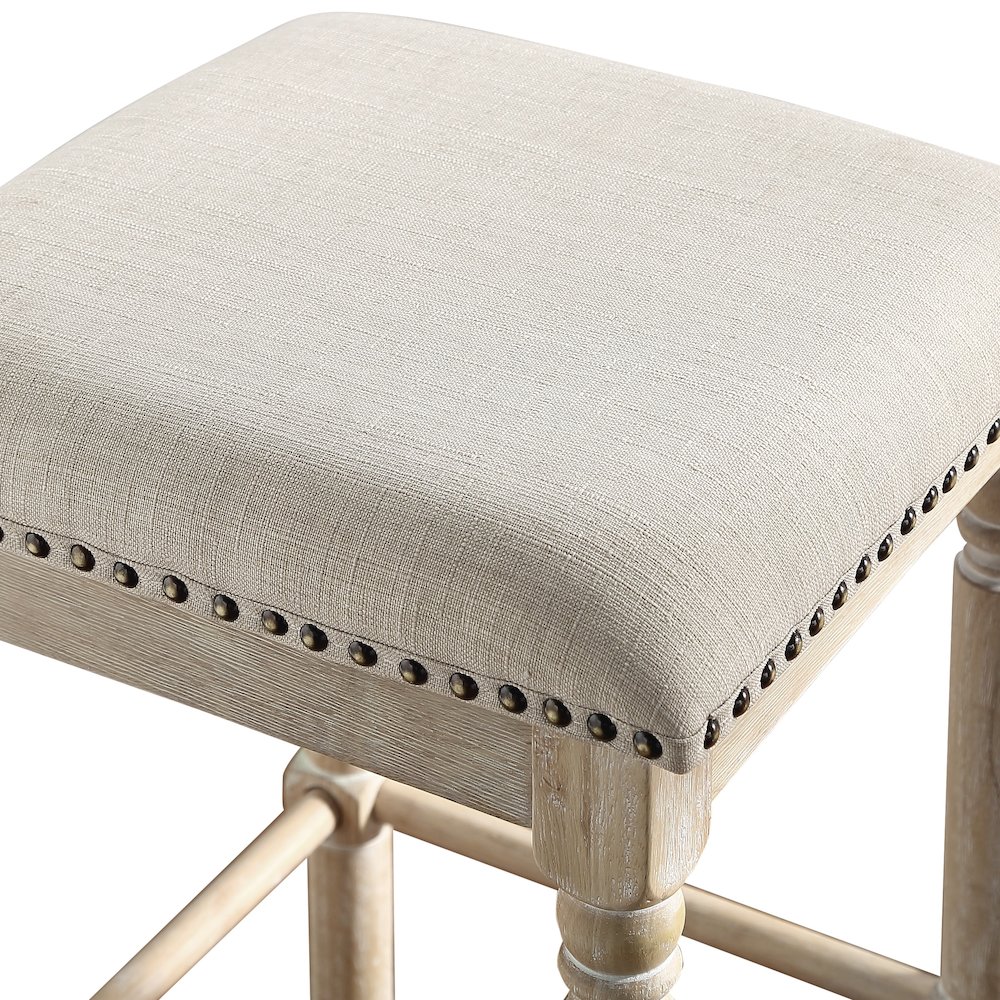 Arnhem Wood Tan Upholstered Bar Stools, Set of 2. Picture 3