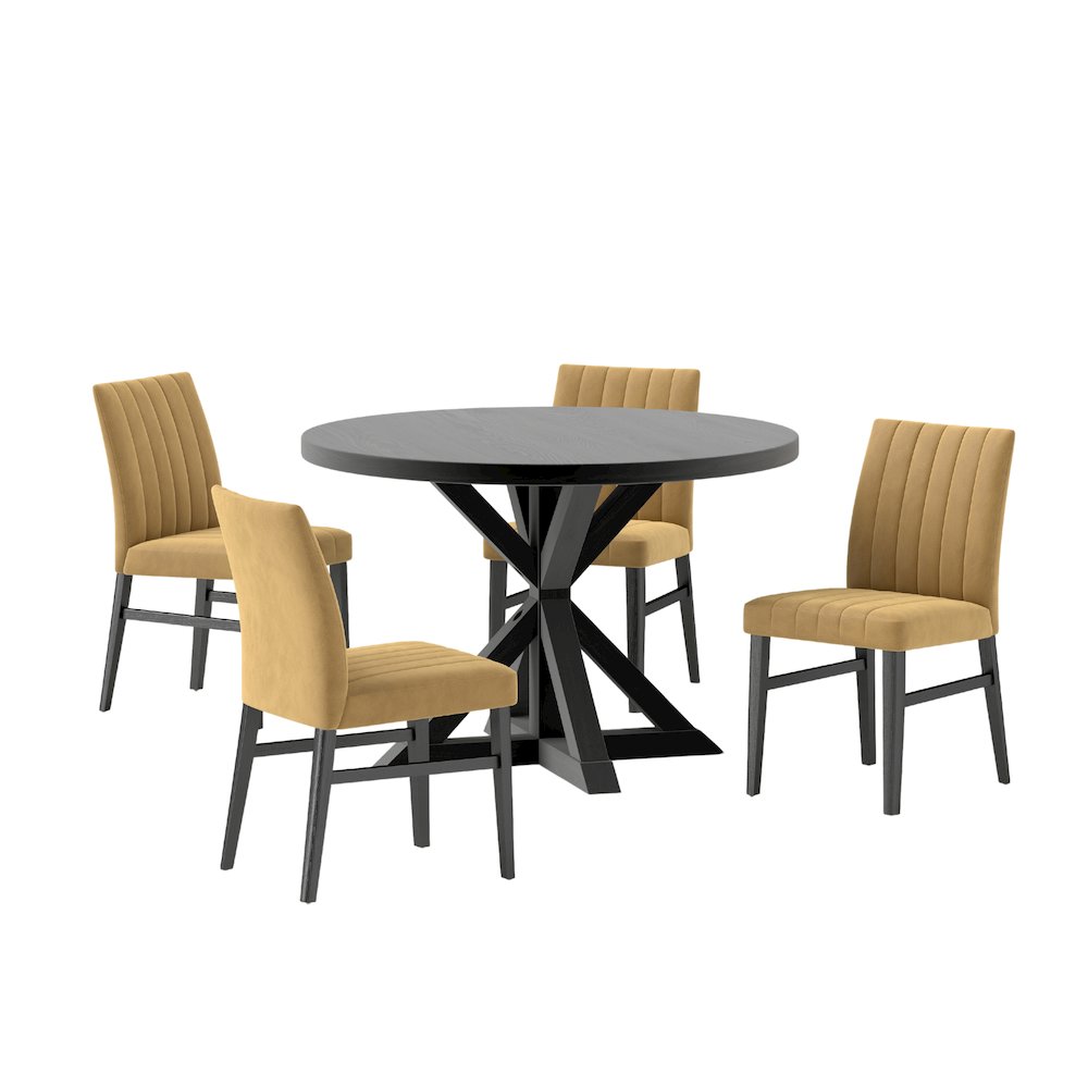 Walton 5-Piece Round Dining Set, Cross-Buck Table. Picture 1