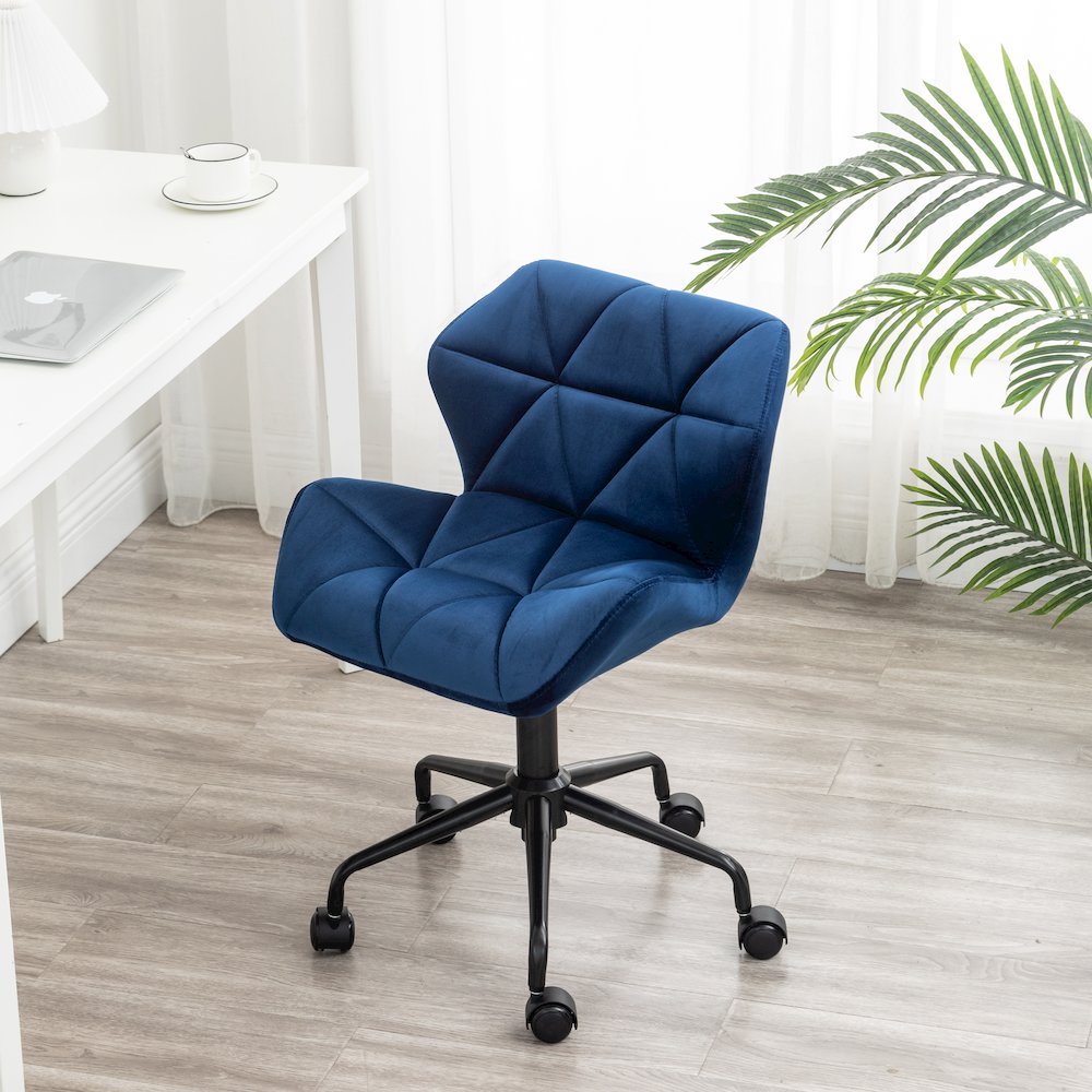 Eldon Diamond Tufted Adjustable Swivel Office Chair, Blue. Picture 3