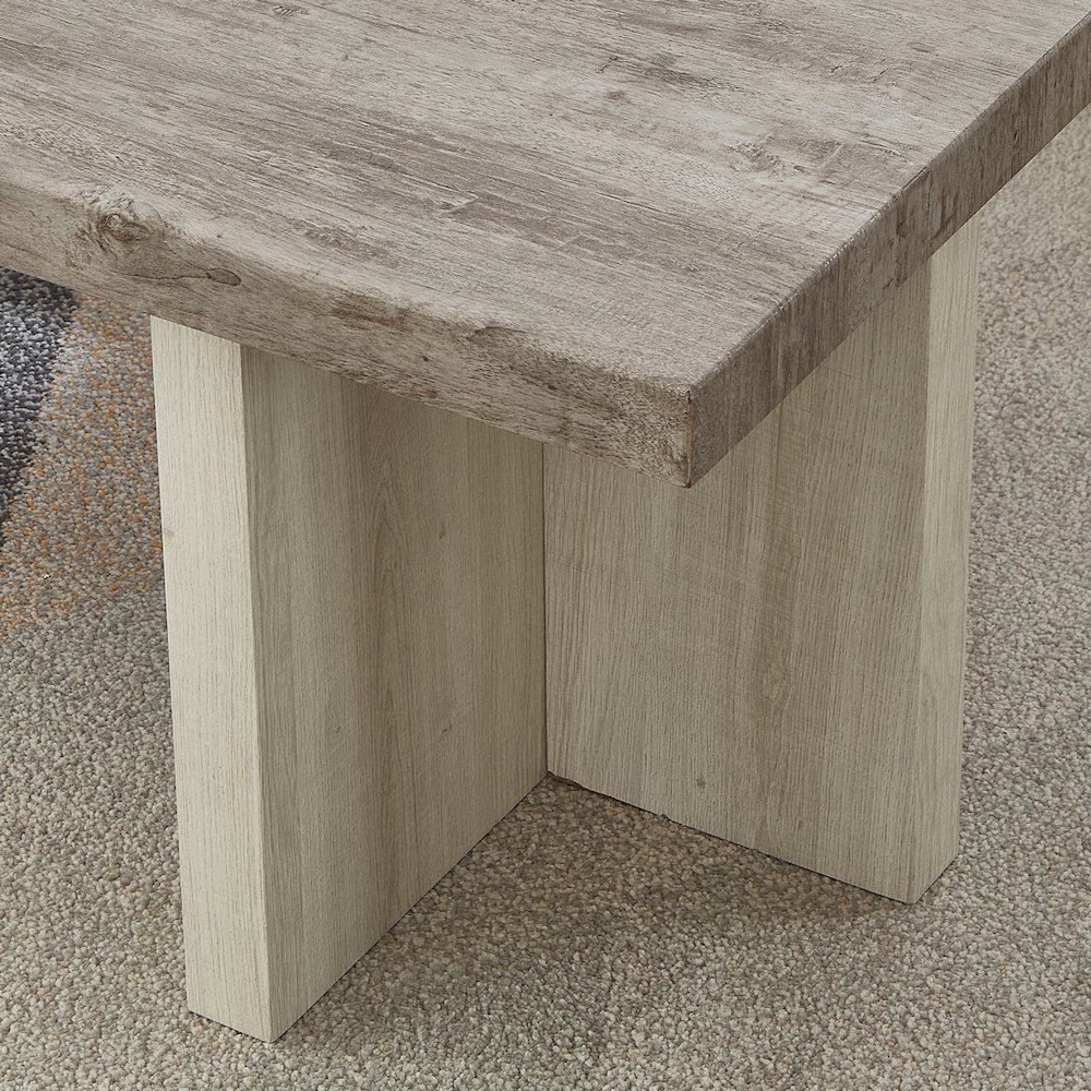 Mchome Square End Table, Nightstand, Weathered Gray and Beige. Picture 4