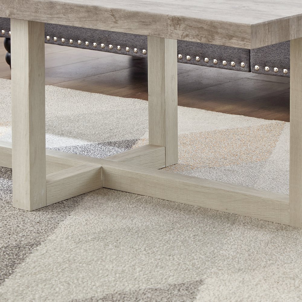 Luno Contemporary Coffee Table, Weathered Gray and Beige. Picture 6