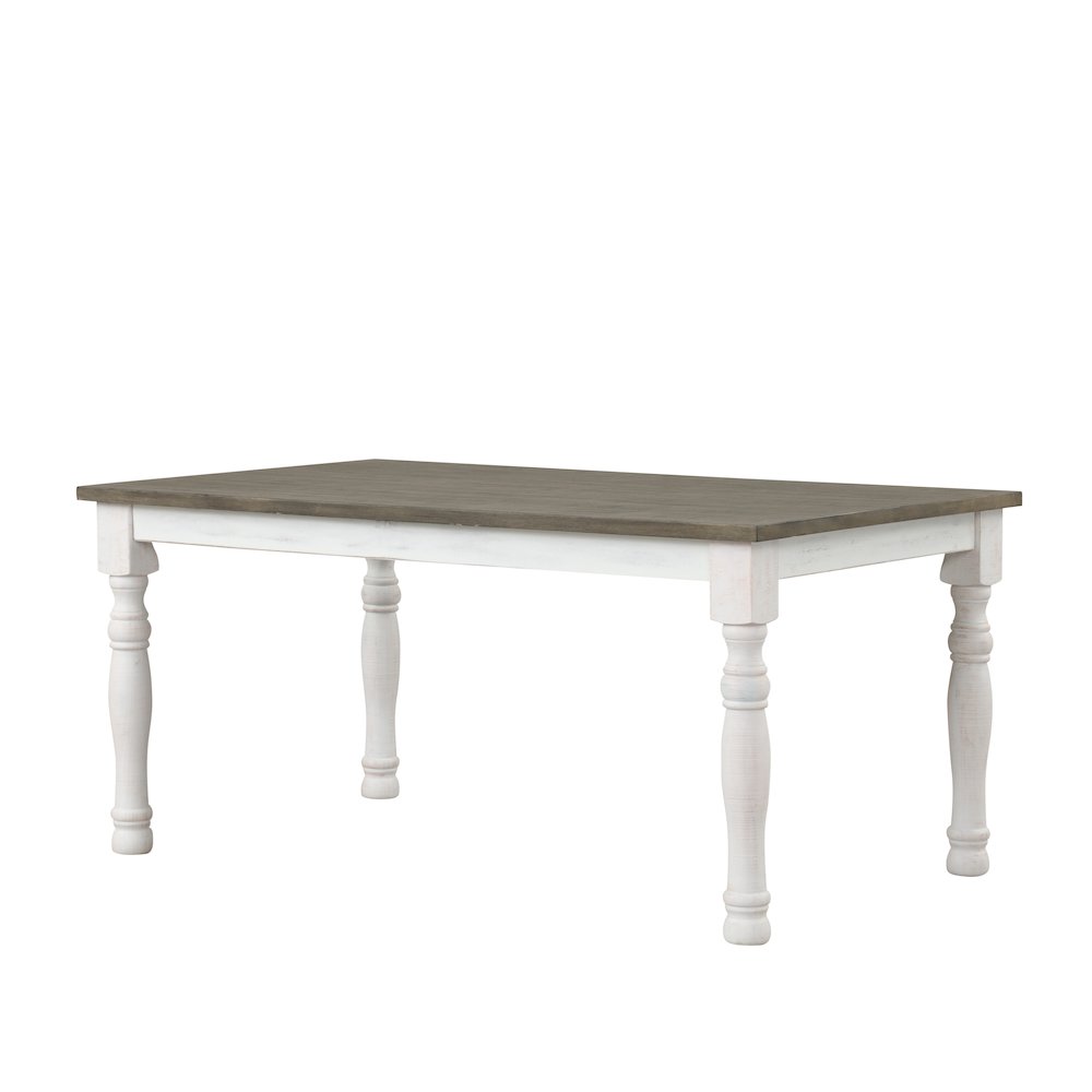 Ebret Farmhouse Two-tone Distressed Wood Dining Table, Brown and White. Picture 1