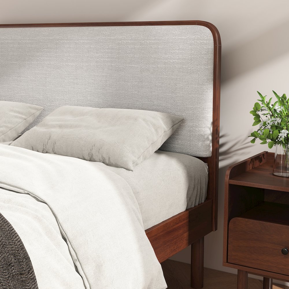 Wyller 2-Piece Bedroom Set, Platform Bed with Nightstand, Natural Walnut, Queen. Picture 7