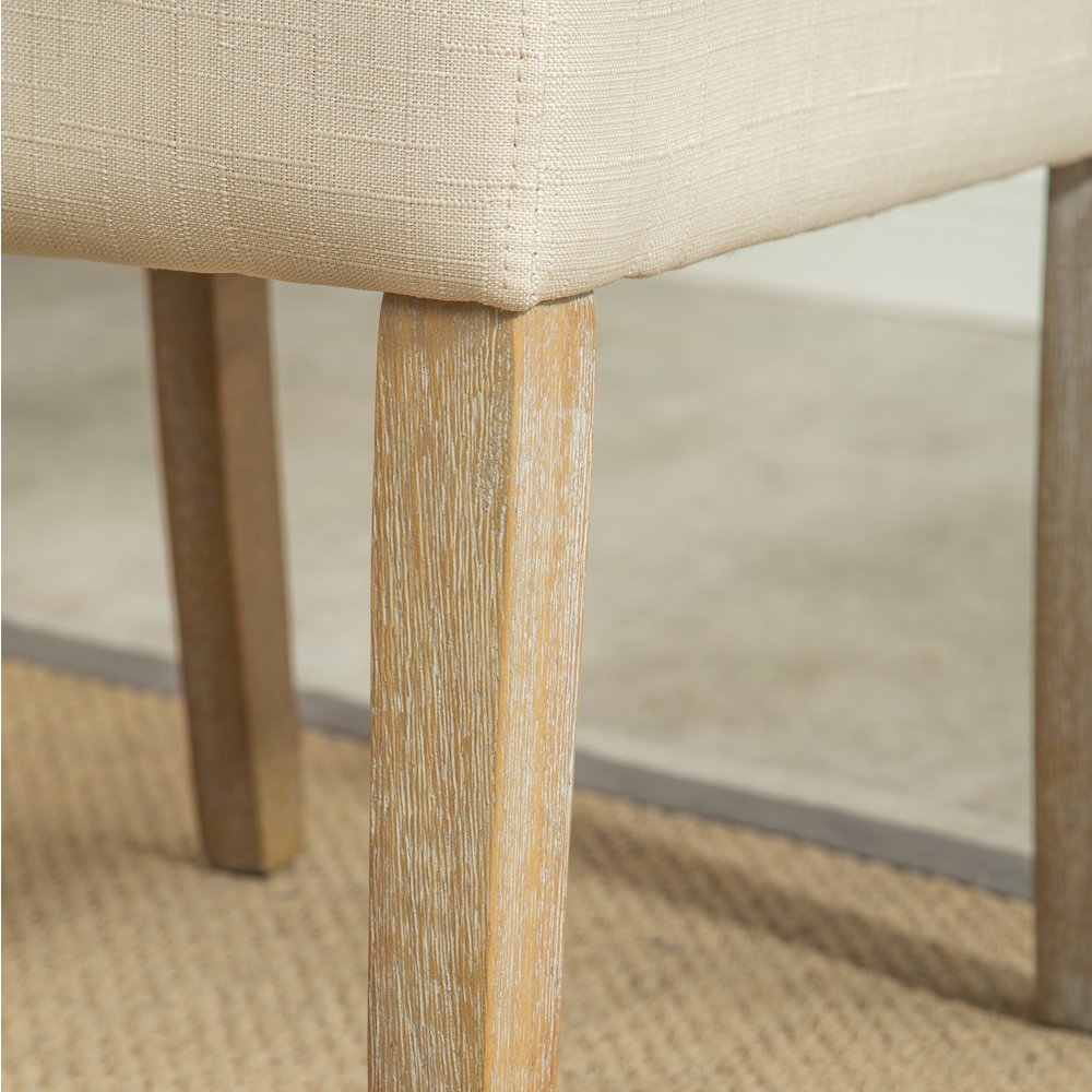 Habit Tan Solid Wood Tufted Parsons Dining Chair ,Set of 2. Picture 8