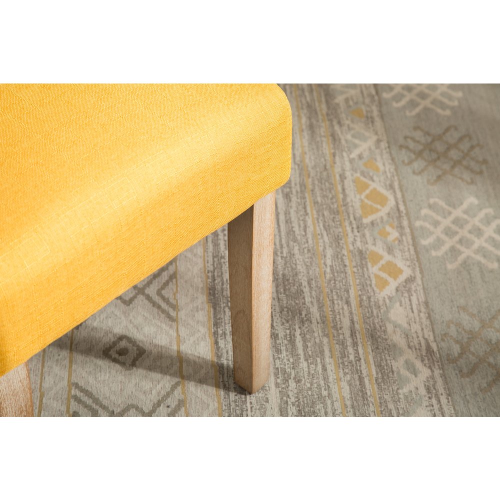 Habit Solid Wood Tufted Parsons Yellow Dining Chair, Set of 2. Picture 6