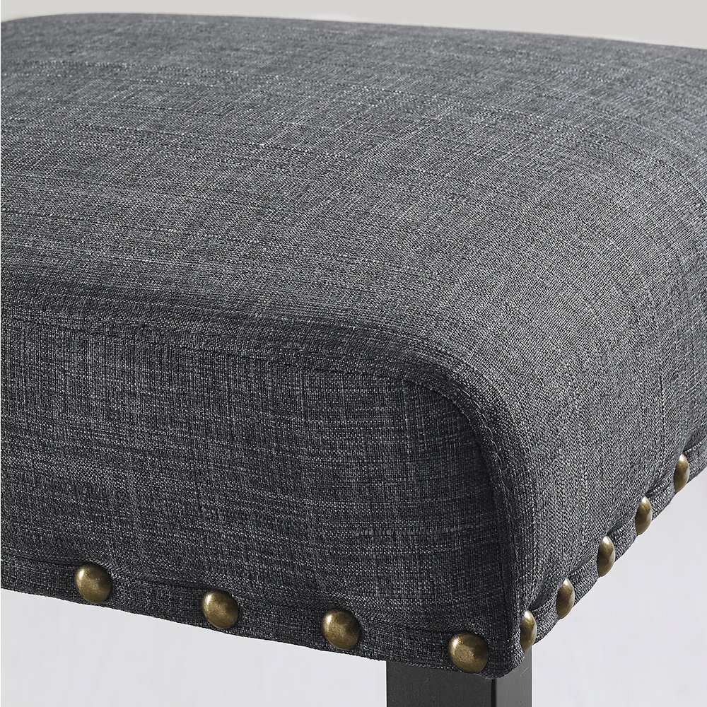 Biony Gray Fabric Dining Chairs with Nailhead Trim, Set of 2. Picture 4