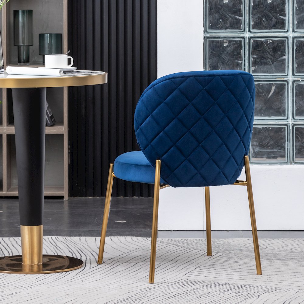 Amoa Contemporary 3-Pc Dining Set, White Round Dining Table and 2 Chairs, Blue. Picture 8