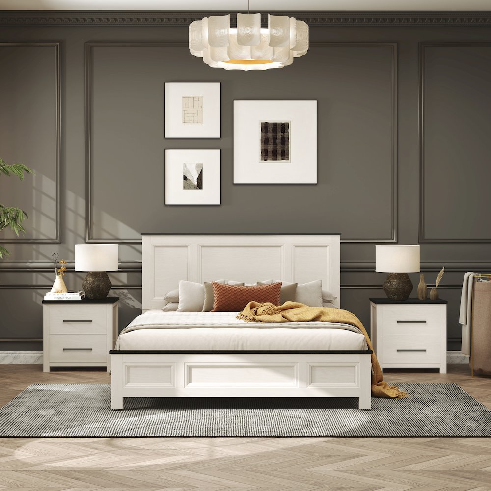 Realynn 5-Piece Queen Wood Bedroom Set, Off-White Finish. Picture 4