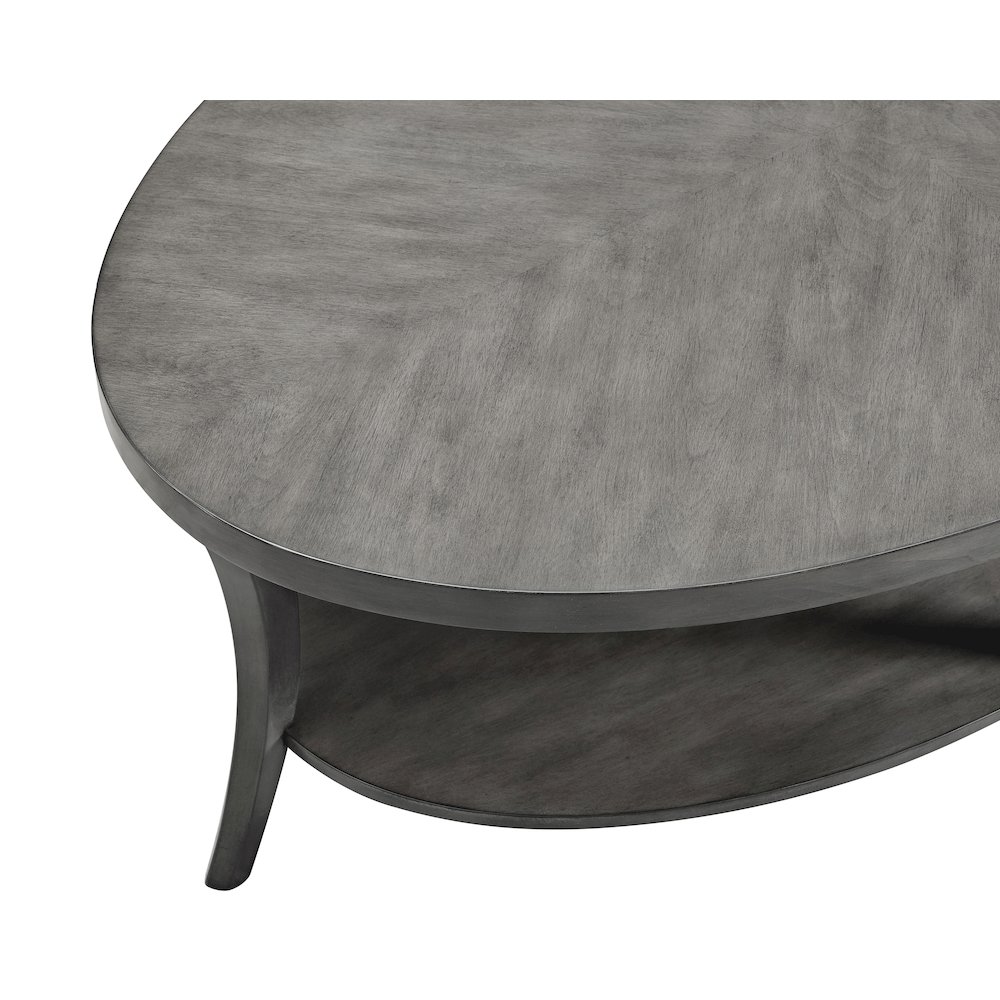 Perth Contemporary Oval Shelf Coffee Table, Gray. Picture 5