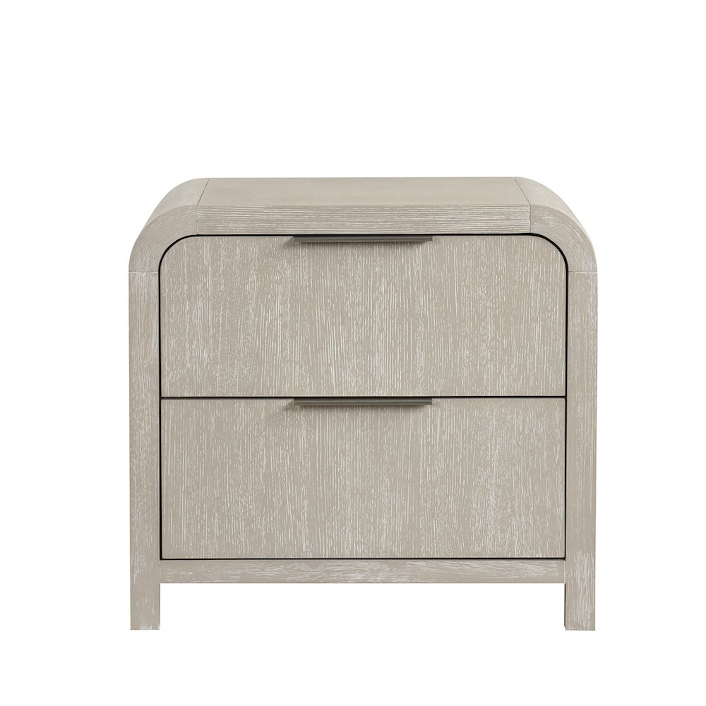 Tavari Contemporary 2-Drawer Wood Nightstand, Light Gray. Picture 9