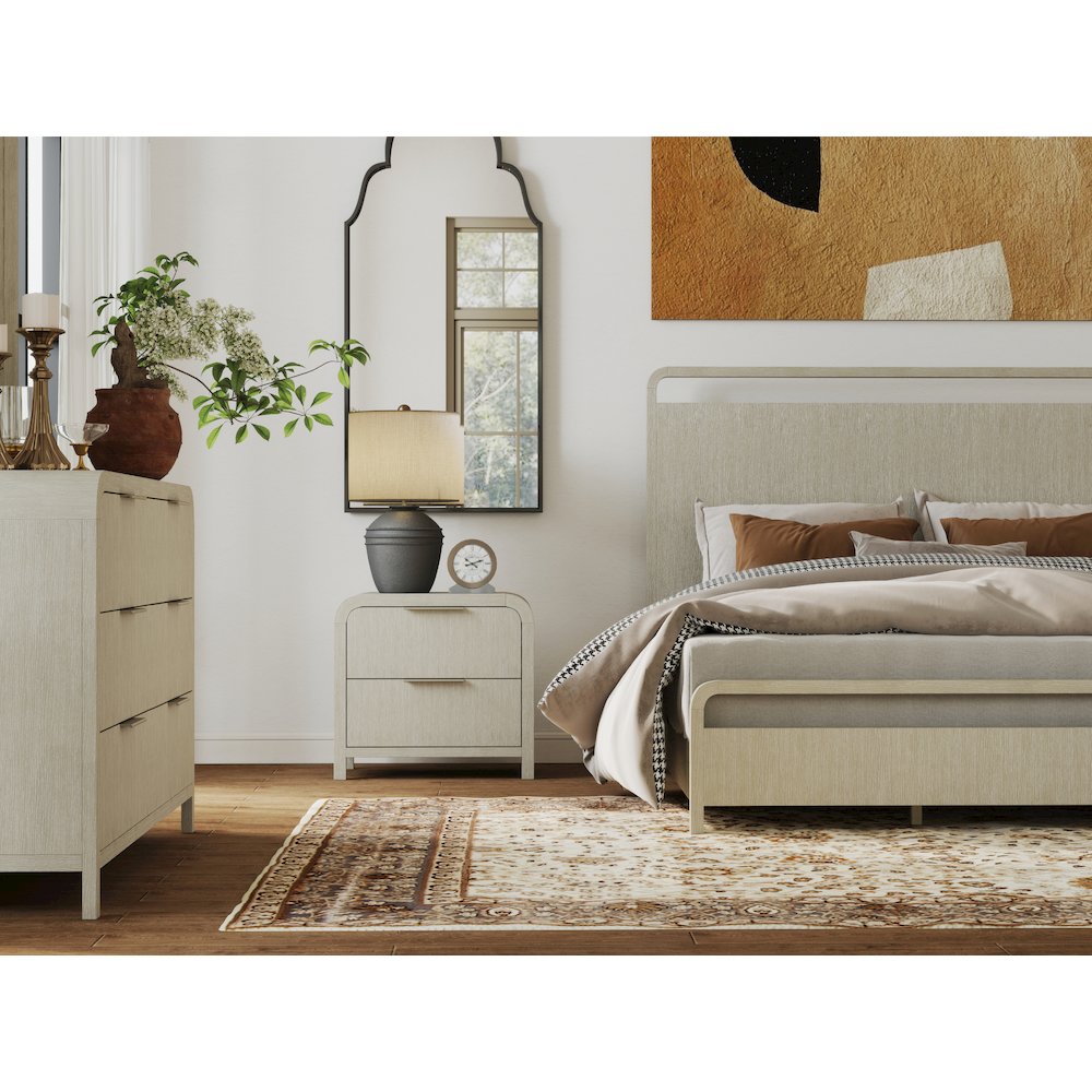 Tavari 4-PC Queen Bedroom Set with Bed, Dresser, Mirror, Nightstand, Light Gray. Picture 3