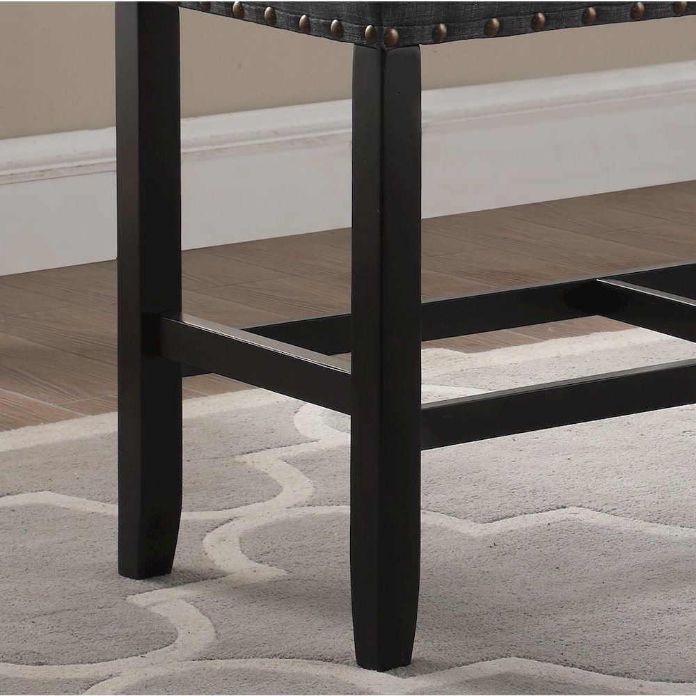 Biony Gray Fabric Counter Height Dining Bench with Nailhead Trim. Picture 4