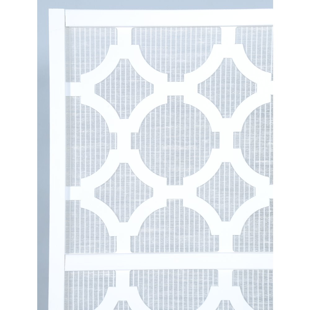 Quarterfoil infused Diamond Design 4-Panel Room Divider, White. Picture 4