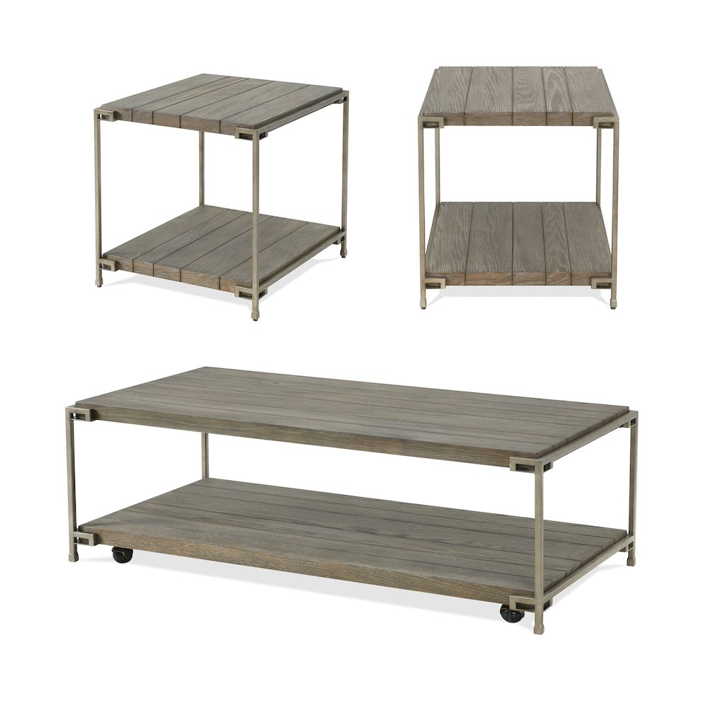 Corbeta 3Pc Wood Living Room Coffee Table and 2 End Tables Set, Aged Graphite. Picture 14