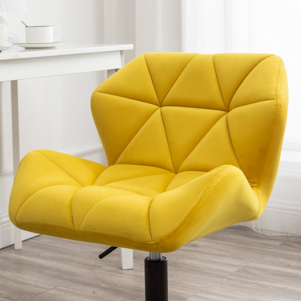 Eldon Diamond Tufted Adjustable Swivel Office Chair, Yellow. Picture 7