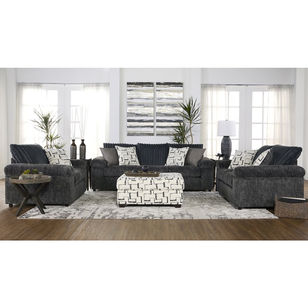 Nason Wide Wale Corduroy Living Room 4-Piece Sofa Set, Charcoal. Picture 2