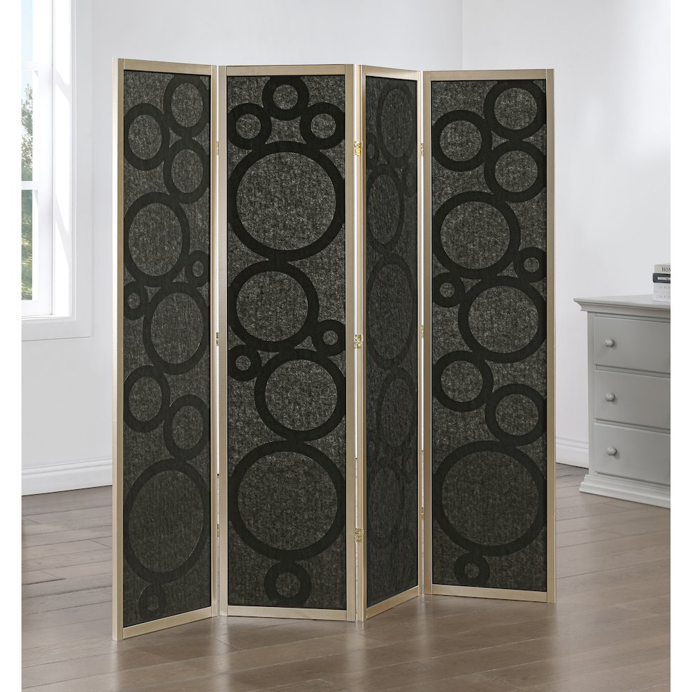 4-Panel Room Divider, Decorative Folding Freestanding Privacy Screen, Gold. Picture 3
