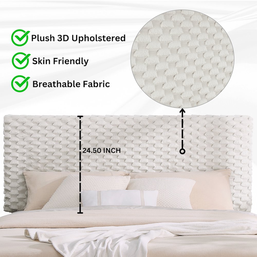 Findlay Plush 3D Upholstered Platform Bed in White Dove, Twin. Picture 4