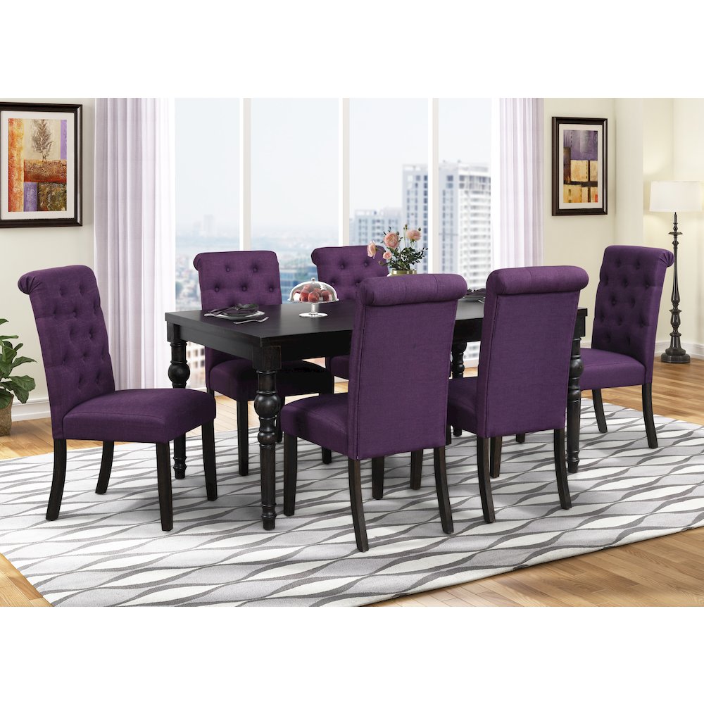 Leviton Urban Style Dining Set: Table and 6 Chairs, Purple. Picture 2
