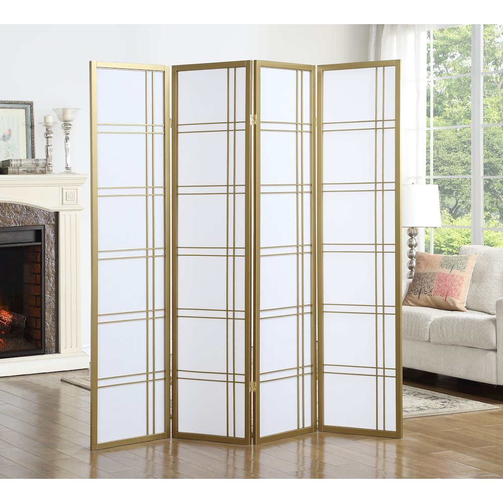 Seto 4-Panel Golden Room Divider Screen. Picture 2