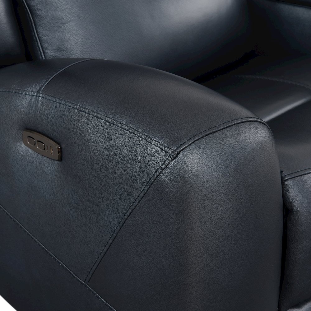 Cozura Leather Power Dual Reclining Sofa, Chesapeake Blue. Picture 4