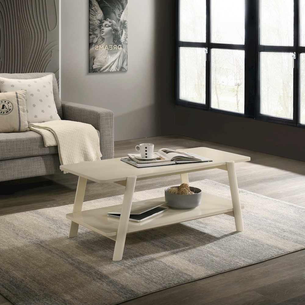 Metz 3-Piece Coffee Table Set, Coffee Table and Two End Tables, Off-White Finish. Picture 6