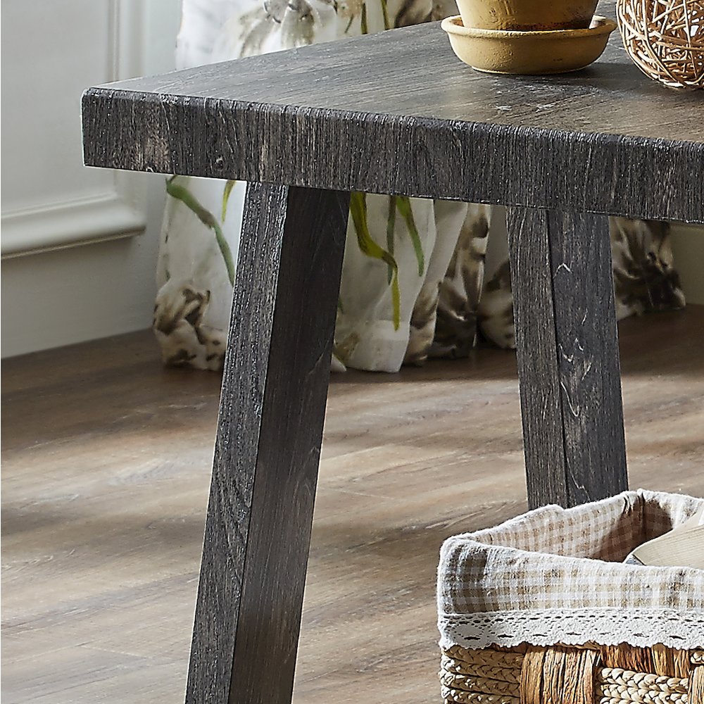Athens Contemporary Replicated Wood Shelf Coffee Set Table in Charcoal Finish. Picture 6