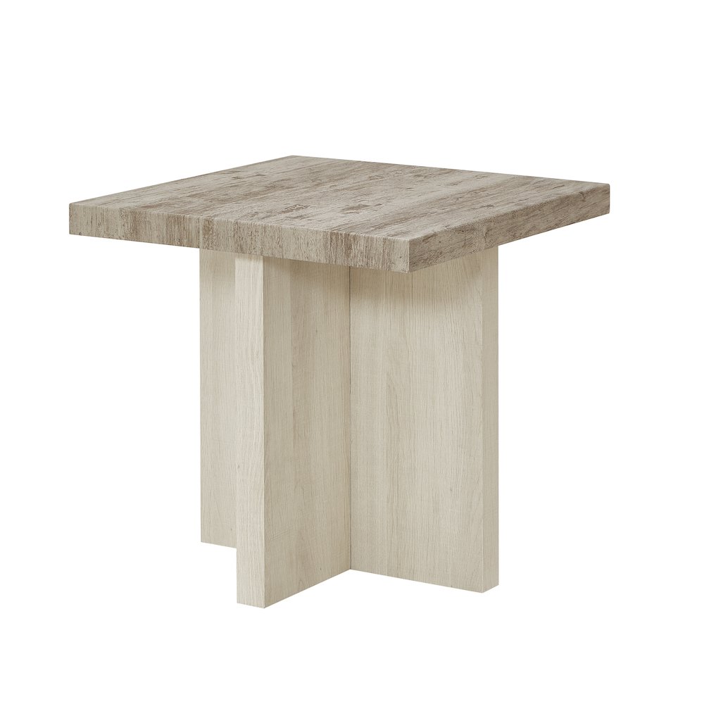 Mchome Square End Table, Nightstand, Weathered Gray and Beige. Picture 1