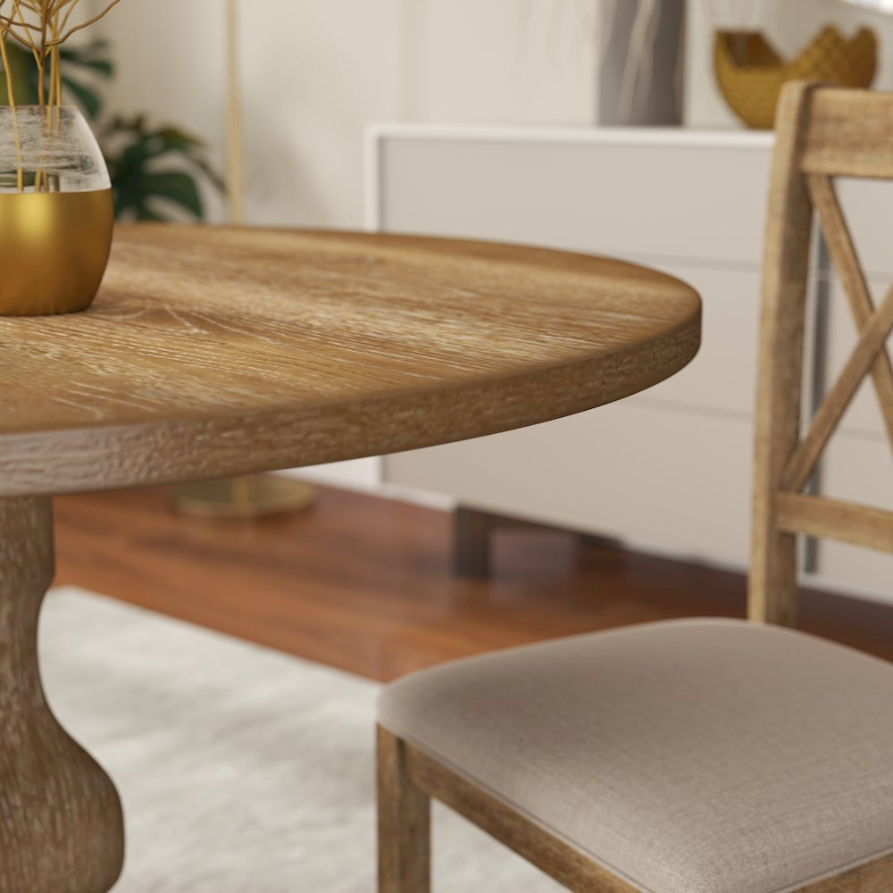 Havre Pedestal Base Round Dining Table. Picture 4