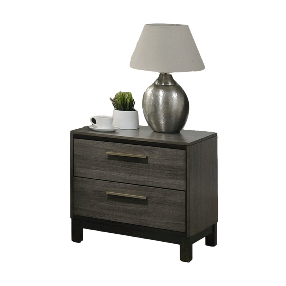 Ioana Antique Grey Finish Wood 2 Drawers Night Stands. Picture 1