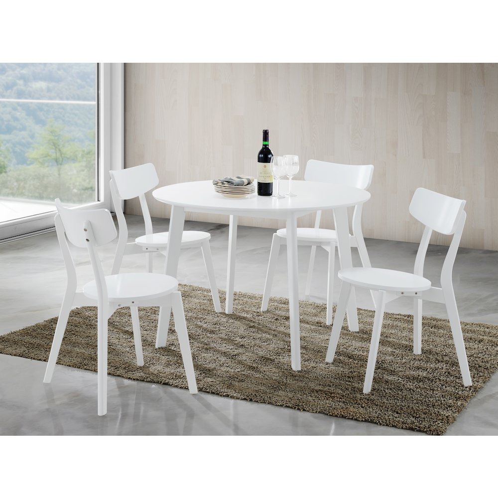 Roma Contemporary White Round Dining Table. Picture 5