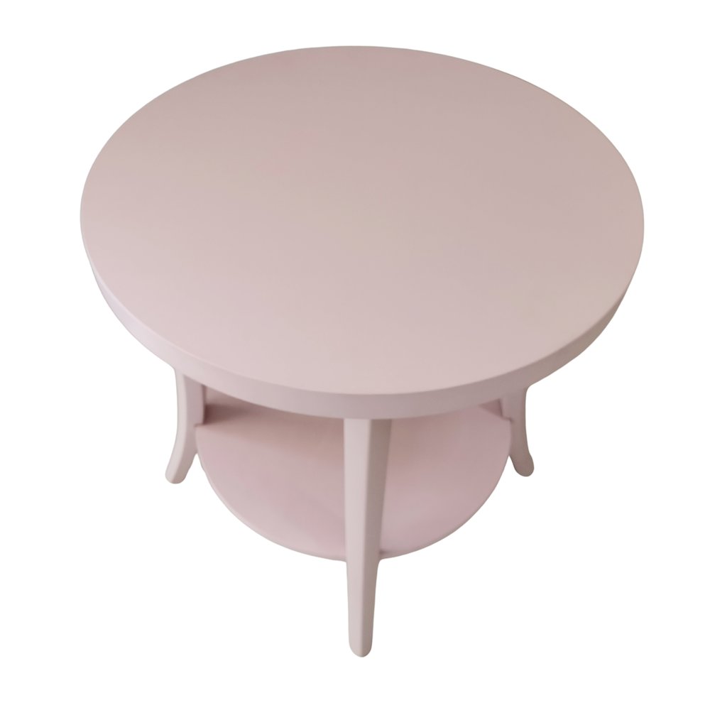 Perth Round End Table with Shelf, Pink. Picture 5