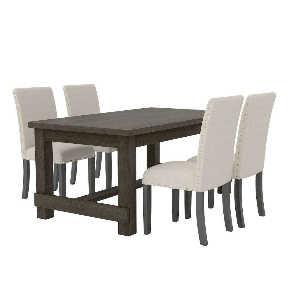 Muzzi Contemporary 5-Piece Dining Set, Dining Table with 4 Stylish Chairs, Tan. Picture 1