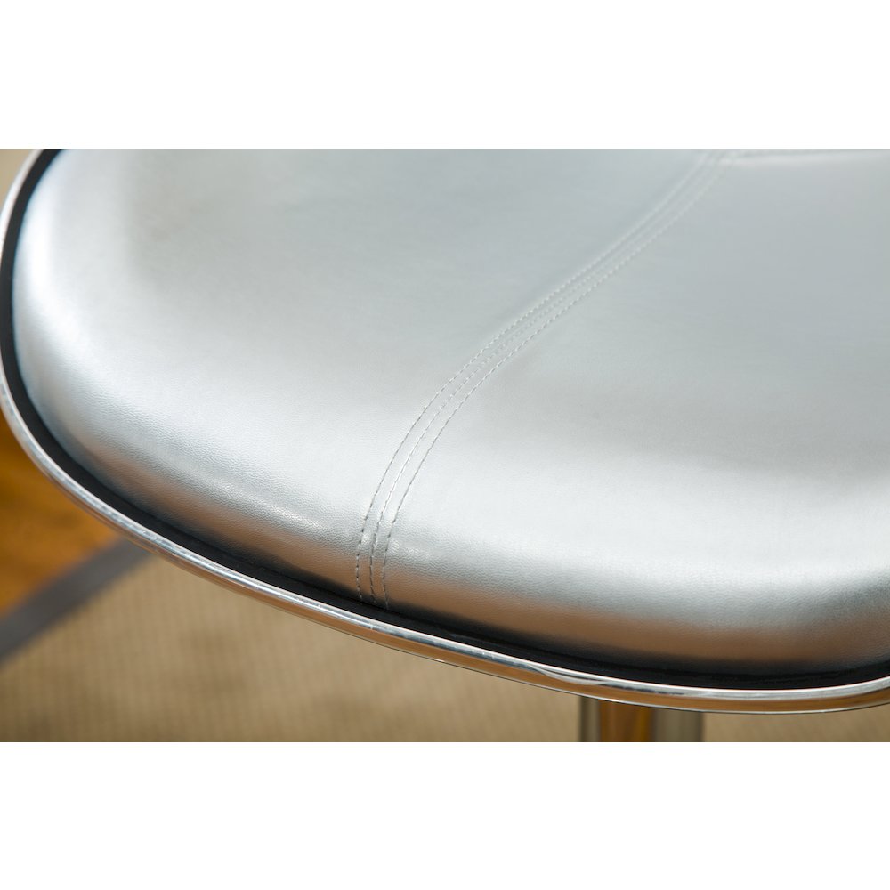 Masaccio Silver Leatherette Adjustable Swivel Barstool Chrome Base, Set of 2. Picture 8