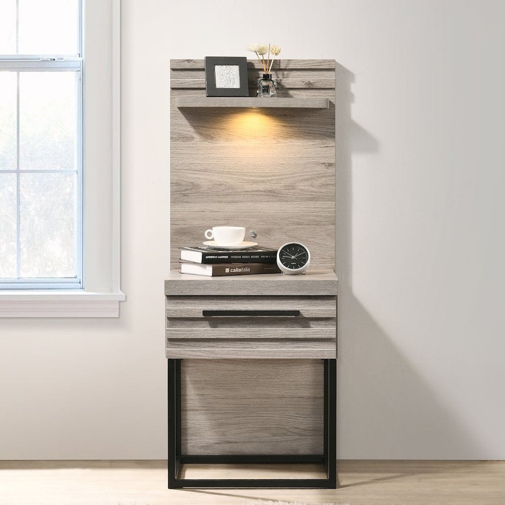 Wallbed Bed, Dresser, Mirror, and 2 Nightstands, Weathered Gray, Queen. Picture 8