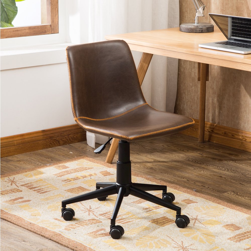 Cesena Faux Leather 360 Swivel Air Lift Office Chair, Antique Brown. Picture 2