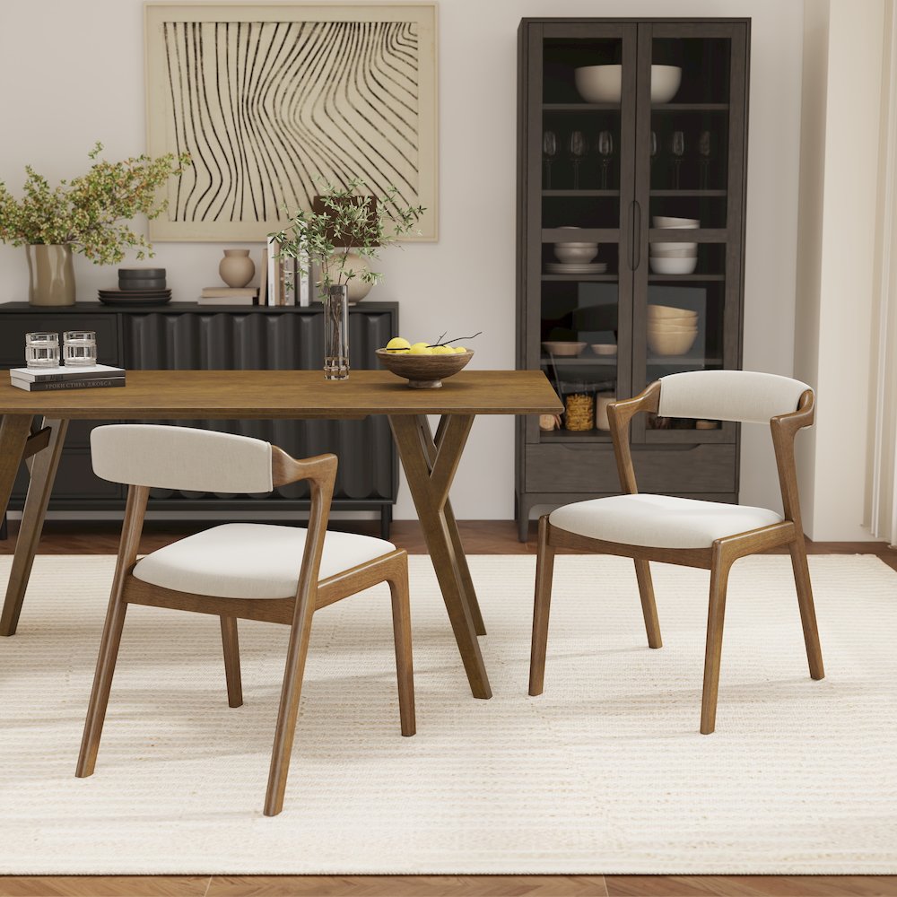 Lavin Black Finish Upholstered Dining Chairs, Set of 2. Picture 2