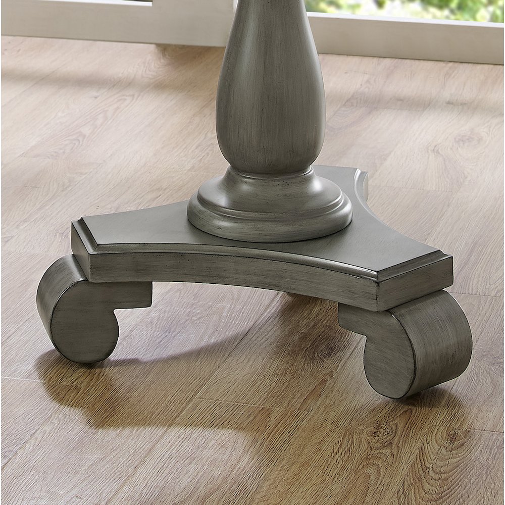 Rene Round Wood Pedestal Side Table, Gray. Picture 6