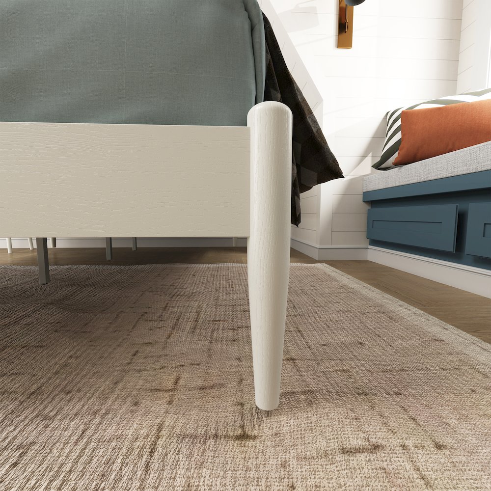 Feeney Rubberwood Platform Bed, Cream White, Queen. Picture 7