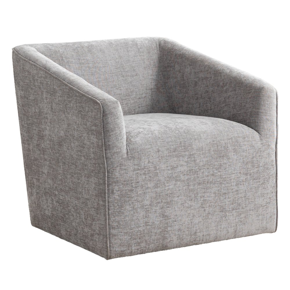 Nice Modern Upholstered Barrel Armchair, 360 Degree Swivel, Gray. Picture 1