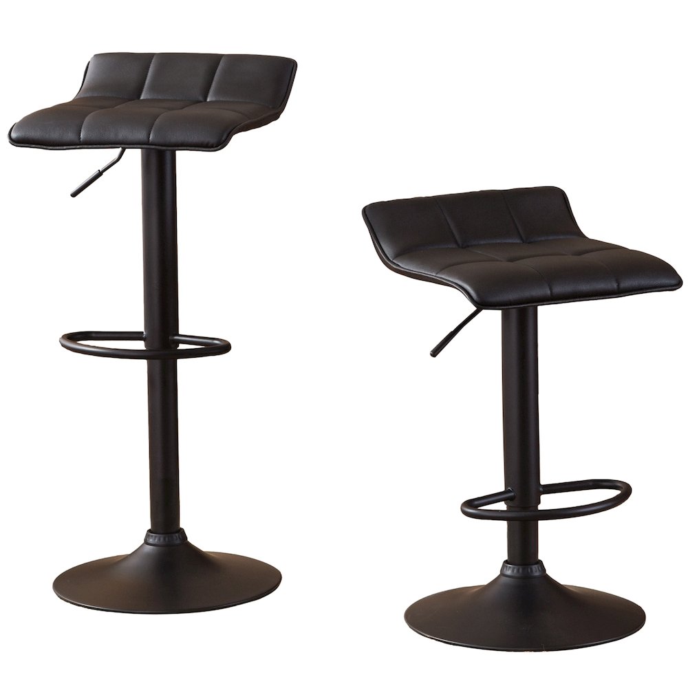 Belham Swivel Black Bonded Leather Adjustable Bar Stool, Set of 2. Picture 8