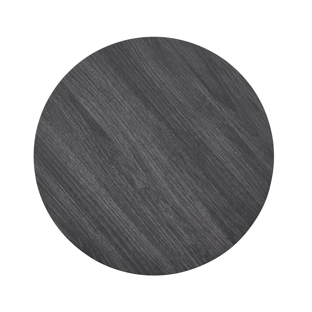 Anze Contemporary Round Wood Shelf End Table in Charcoal Finish. Picture 3