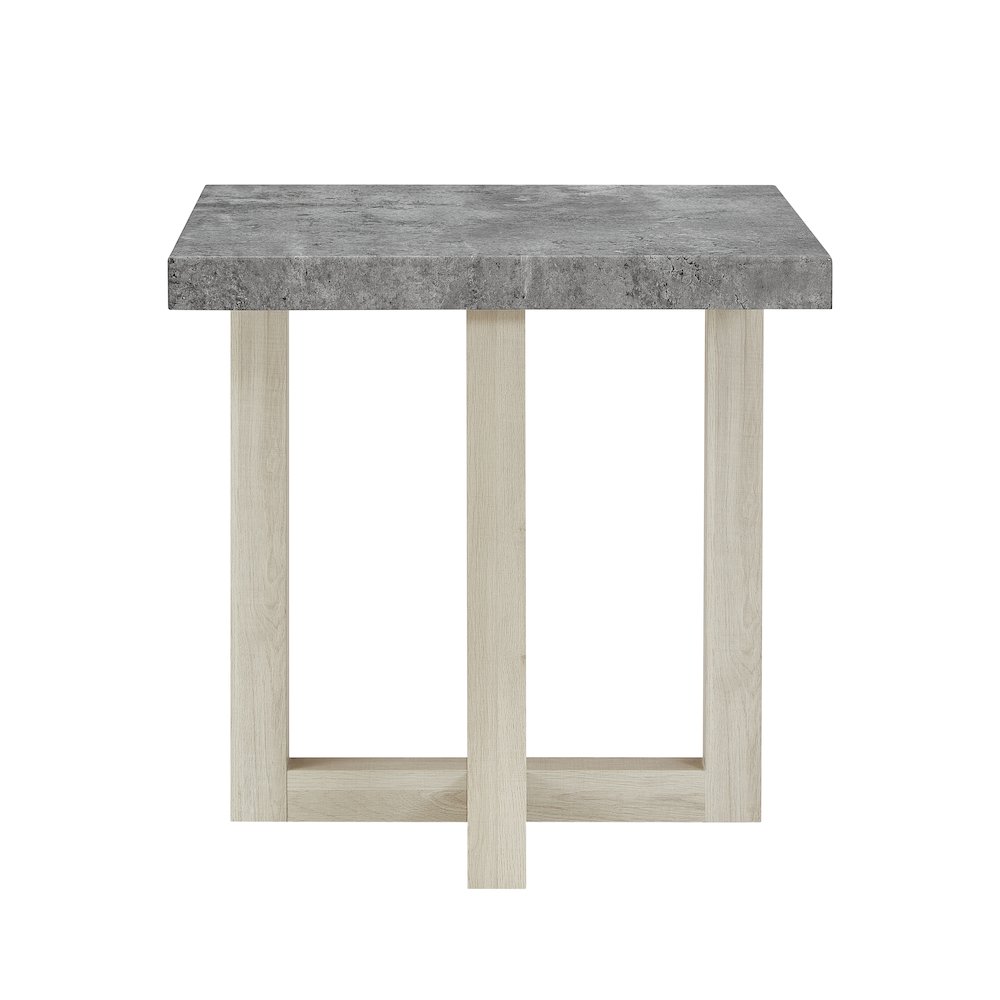 3-Piece Coffee Table Set, Coffee Table, Two End Tables, Faux Concrete and White. Picture 14